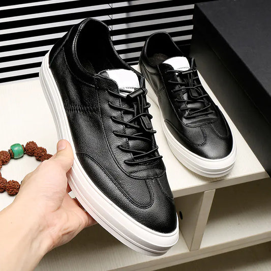 Black Leather Fashion Casual Shoes