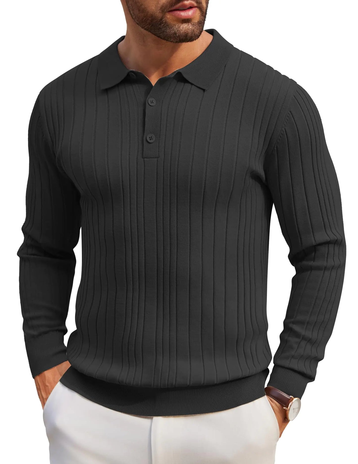 Mens Knit Polo Shirts Long