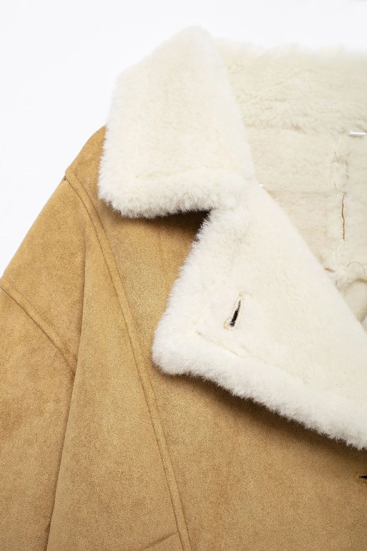 Loose And Warm Vintage Lamb Wool Khaki Coat