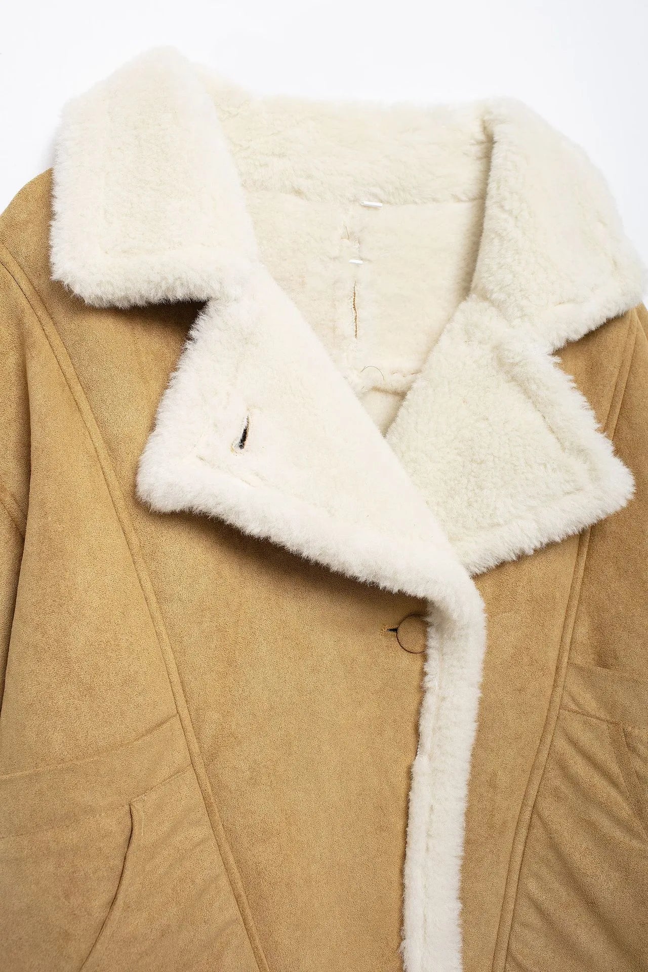 Loose And Warm Vintage Lamb Wool Khaki Coat