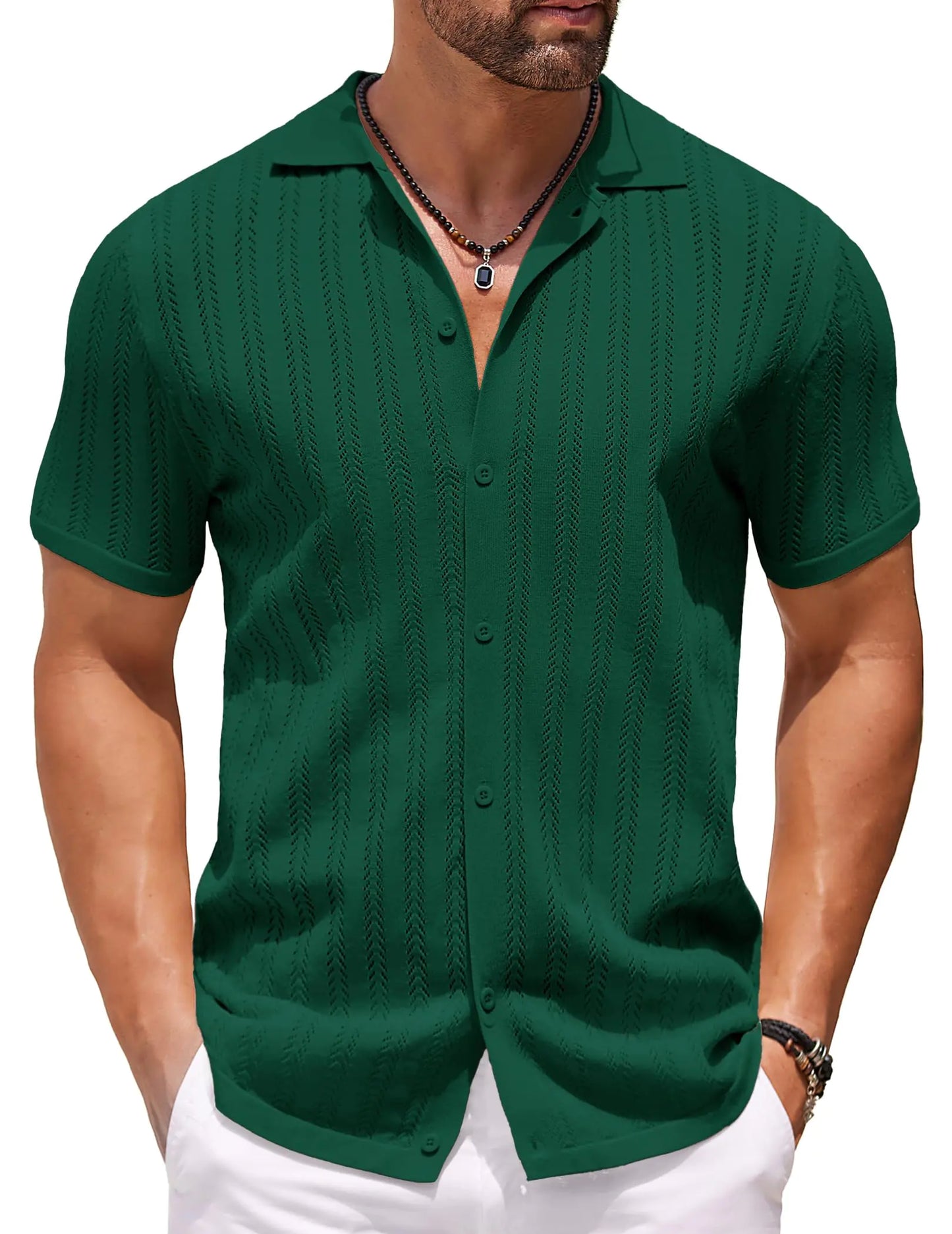 Mens Casual Shirts Short Sleeve knitshirt