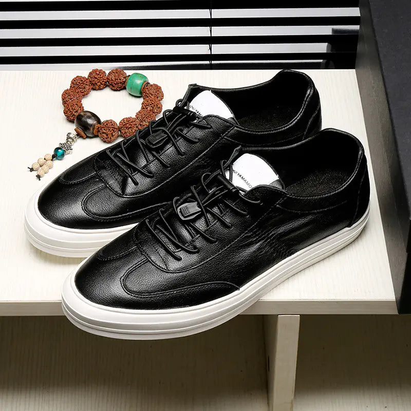 Black  Leather Fashion  Casual Shoes