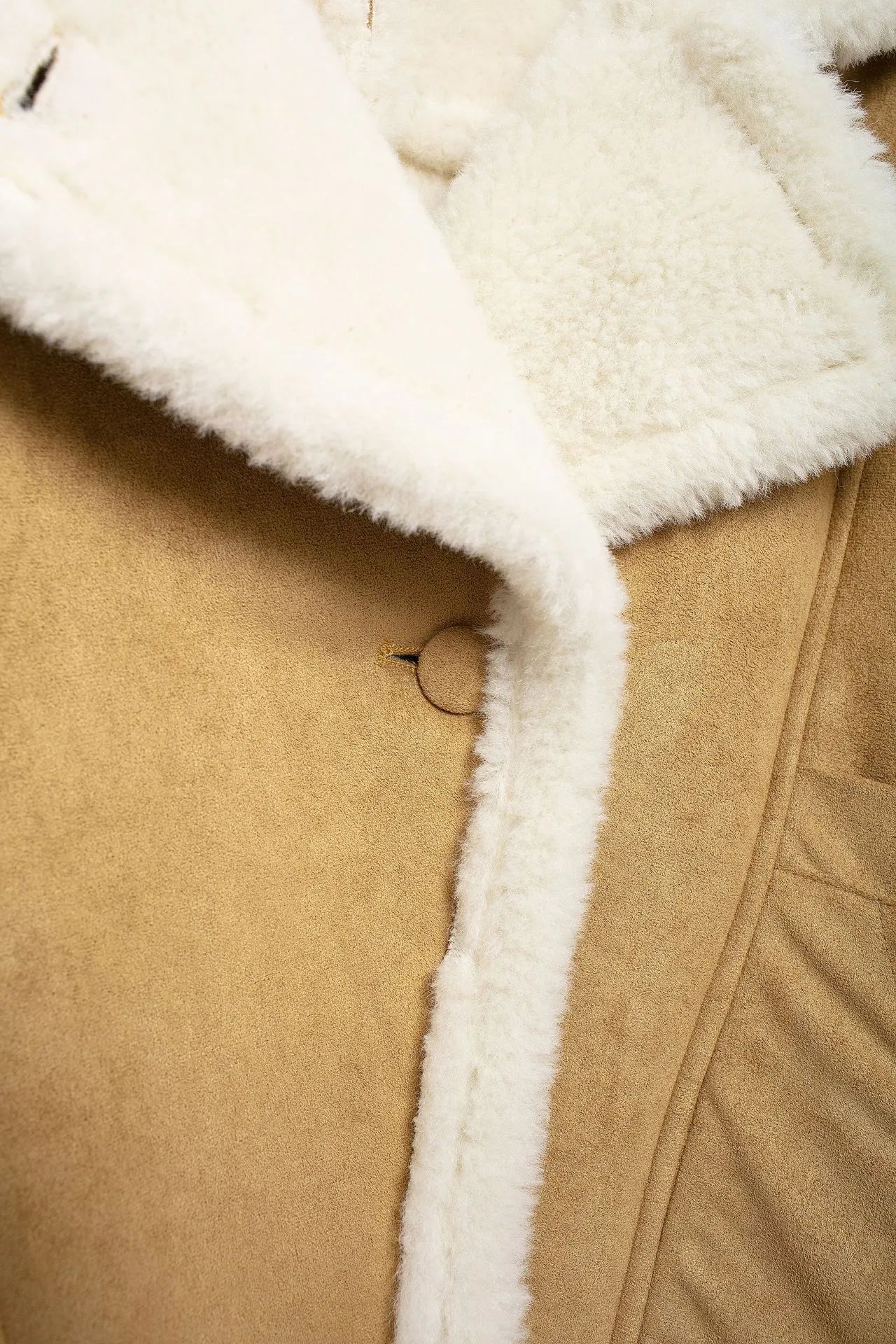 Loose And Warm Vintage Lamb Wool Khaki Coat