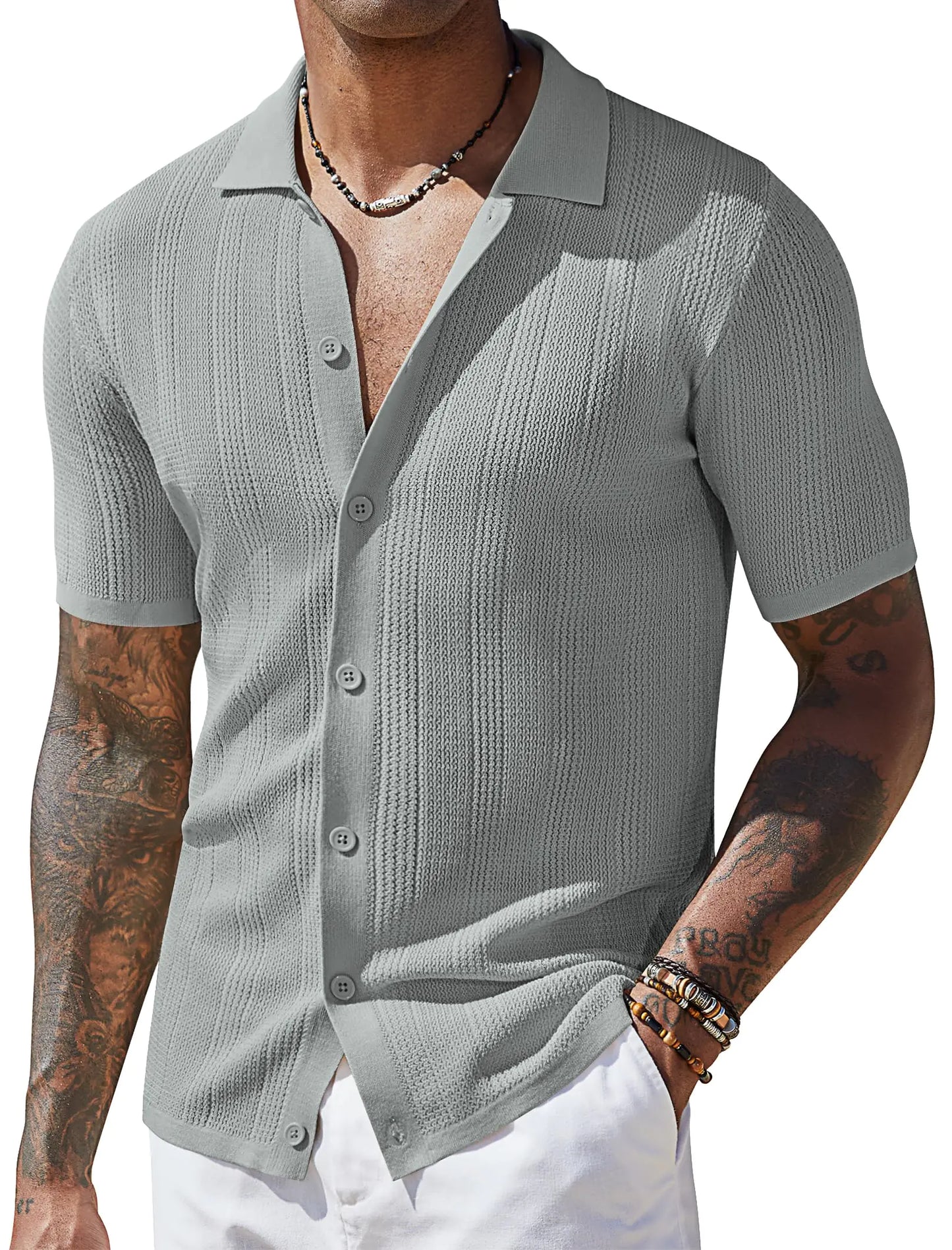 Mens Casual  Shirts Short Sleeve knitshirt