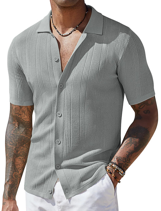 Mens Casual  Shirts Short Sleeve knitshirt