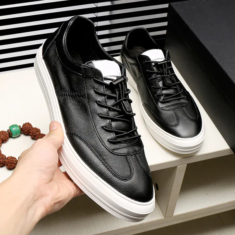 Black  Leather Fashion  Casual Shoes