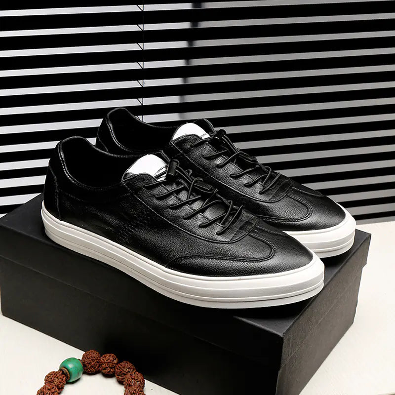 Black  Leather Fashion  Casual Shoes