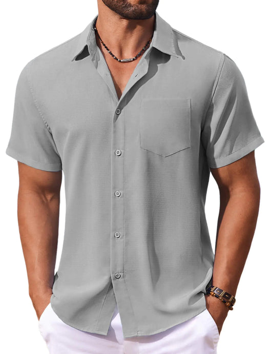 Mens Linen Shirt Short Sleeve