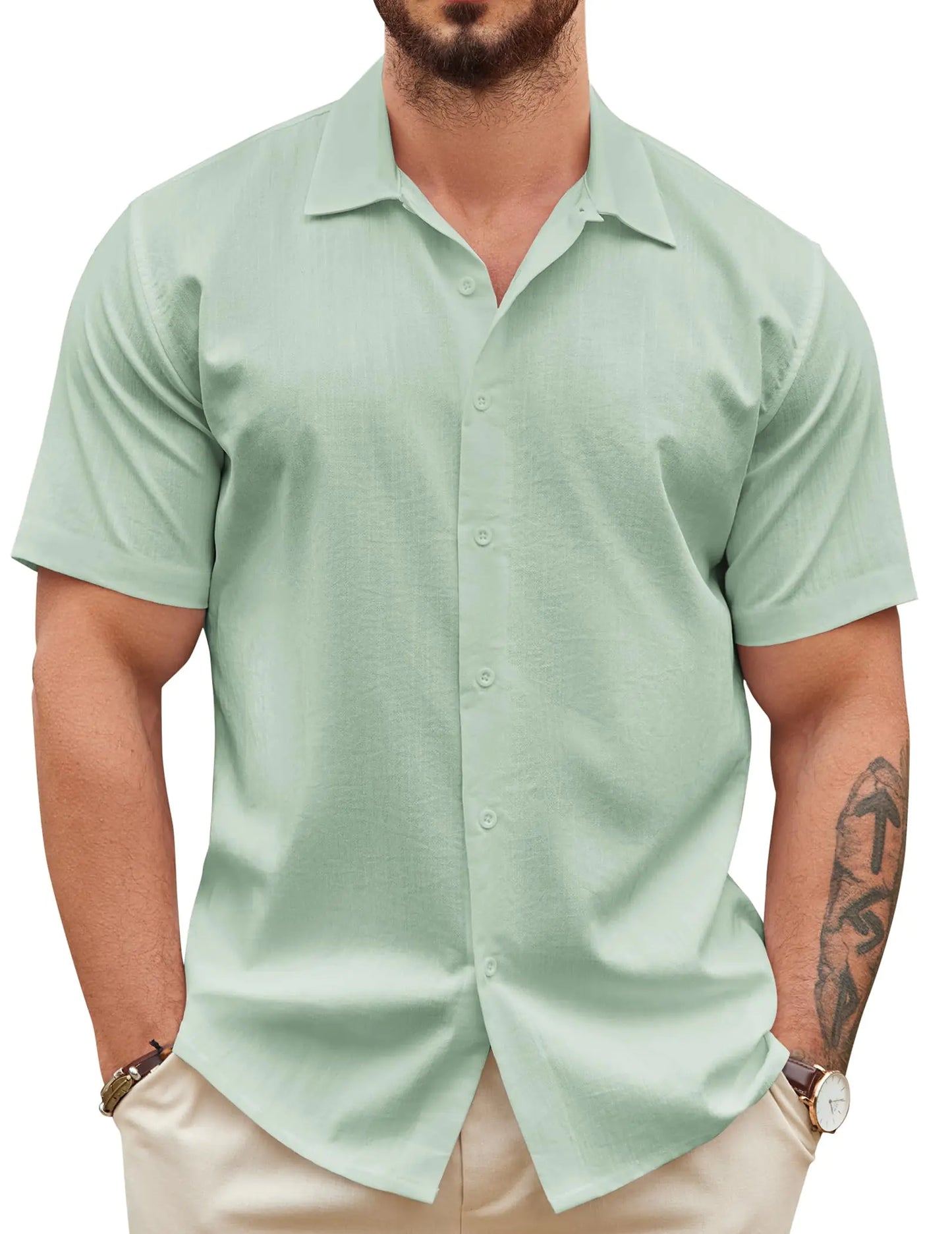Mens Short Sleeve linen