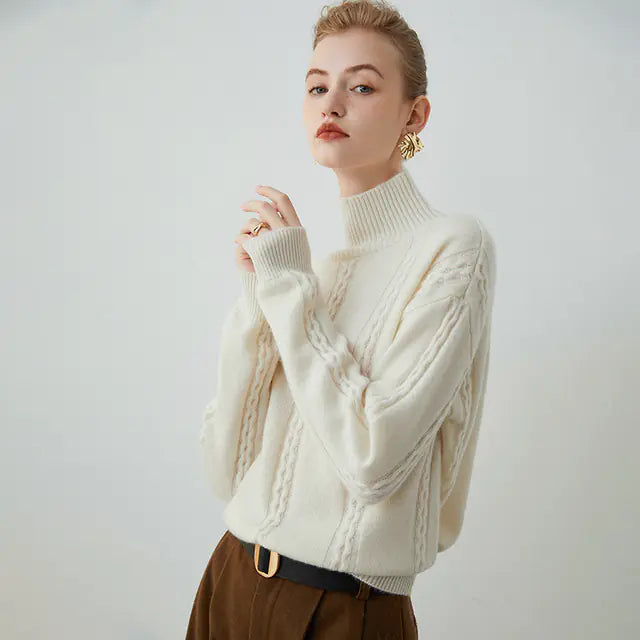 Thickened Women's 100% Pure Cashmere Knitted Sweater