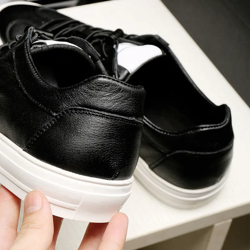 Black  Leather Fashion  Casual Shoes