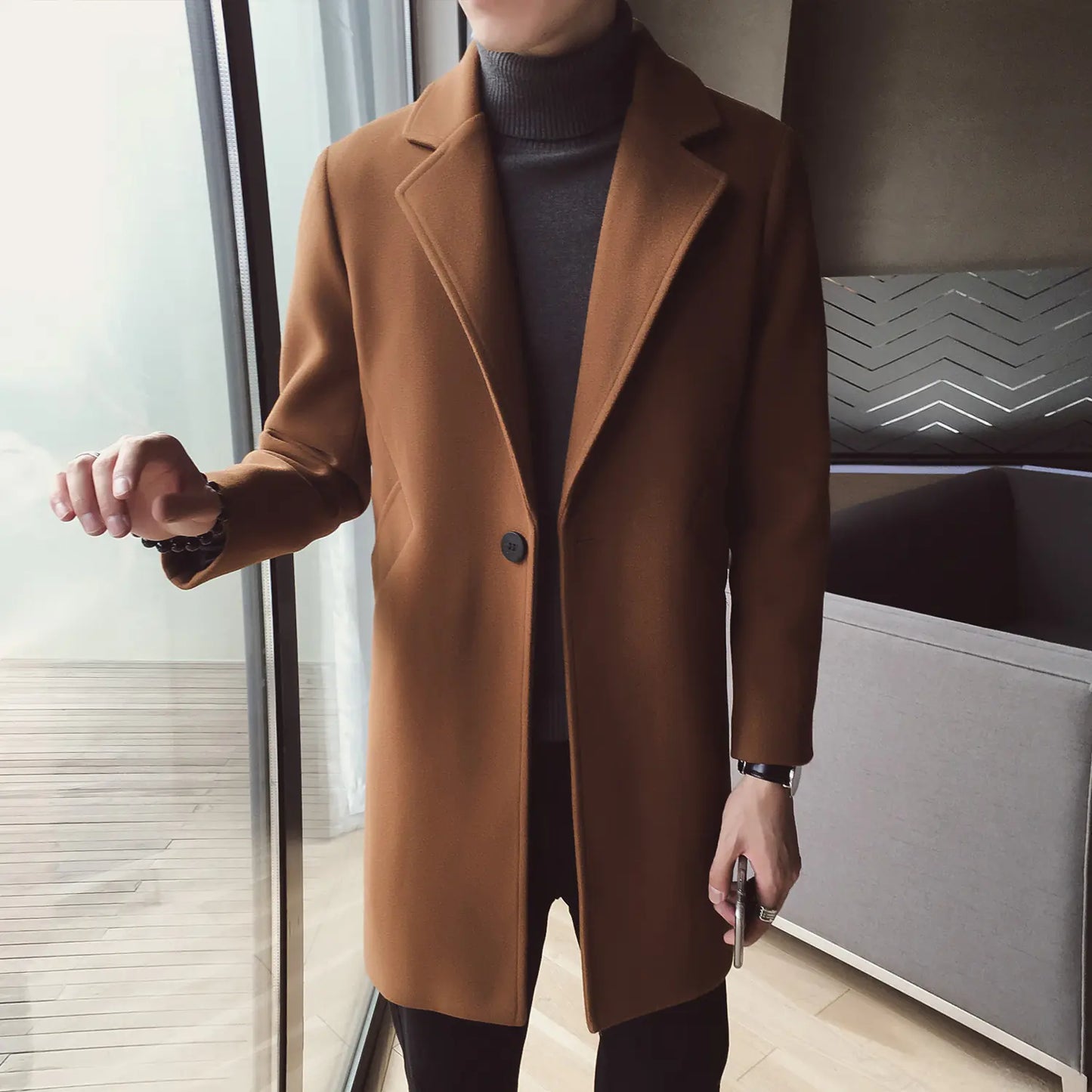 Mid-Length luxury Woolen Coat